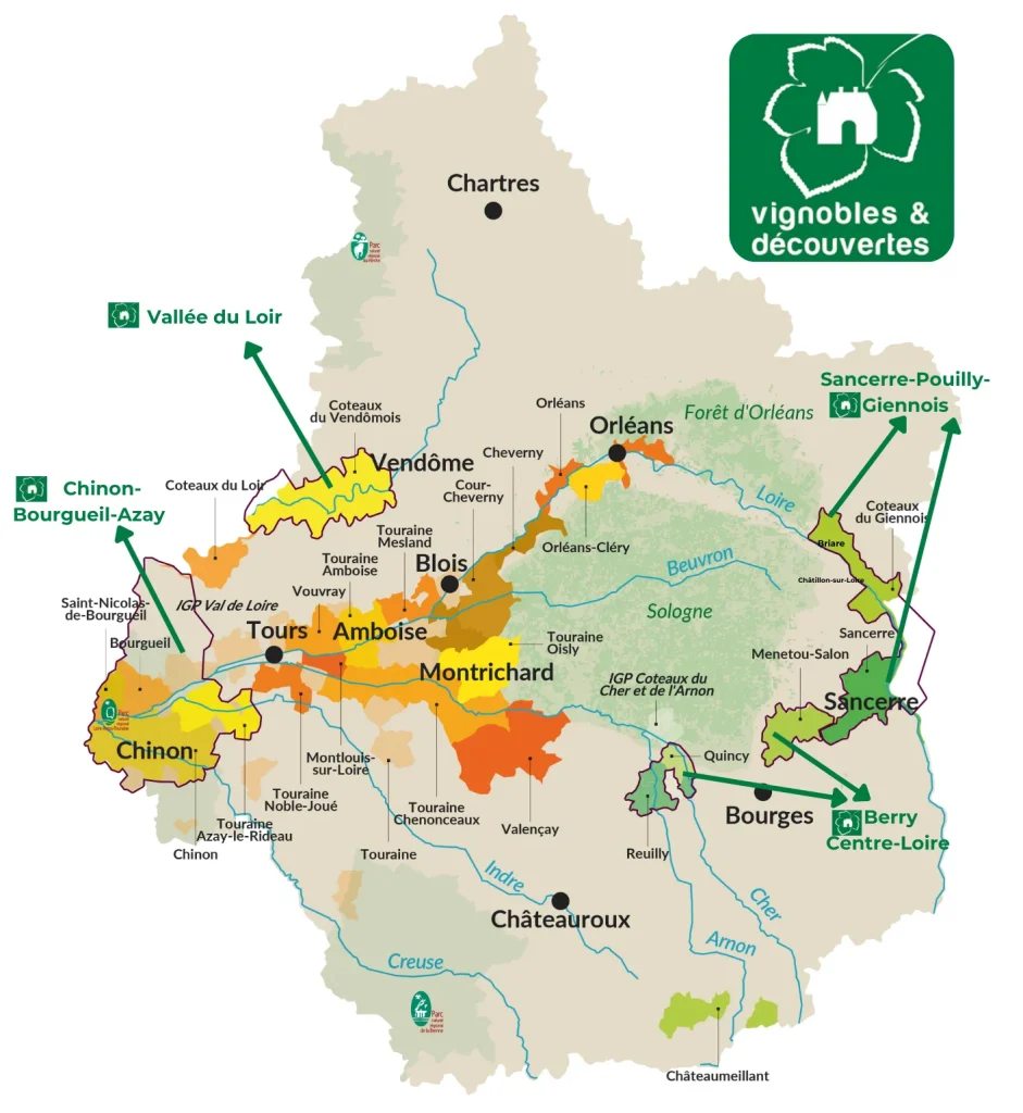 Carte Vignobles & Découvertes en Val de Loire