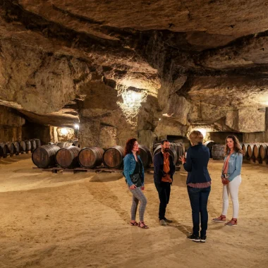 Dégustation de vin dans la cave troglodytique du Domaine de la Jarnoterie