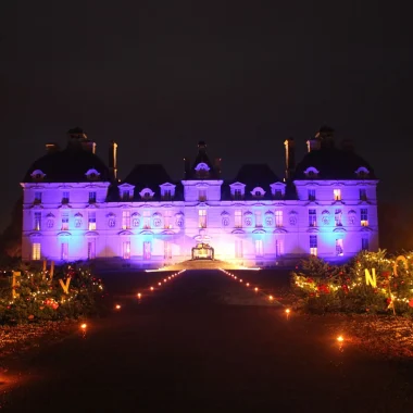 Château de Cheverny illuminé le soir pour Noël